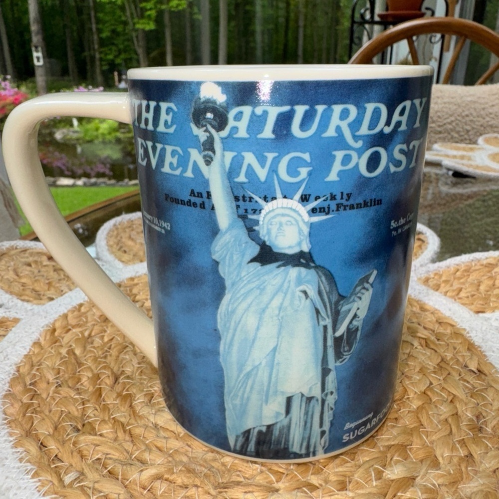 New York City Scapes Saturday Evening Post Statue of Liberty VTG Mug